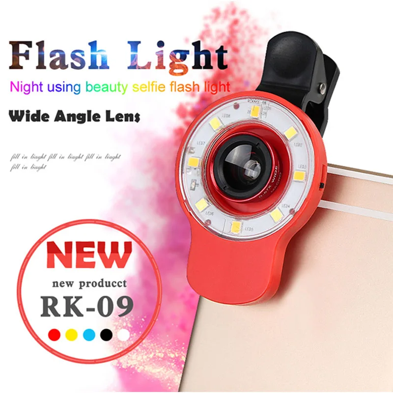 Portable Professional Selfie Flash Light LED Selfie Light with 0.67X 0