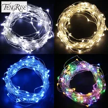 FENGRISE 2 5M Led Copper Wire String Lights Romantic Wedding Fairy Light Decoration AA Battery Operated New Year Christmas Decor