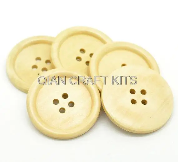 

100pcs extra large Round Extra Large Wood wooden Button Four Hole Natural Pine Colour 40 mm (1-5/8") Coat Button