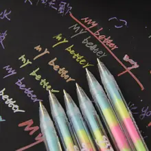 12 шт./партия Радужная ручка цветная нейтральная ручка водный мелок 6 в 1 яркая цветная ручка хайлайтер альбом «сделай сам» фото Декор школьный стаден