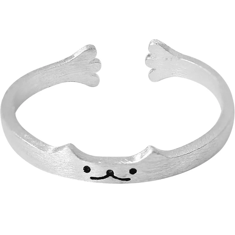 

DreamySky 925 Sterling Silver Cat Rings For Women Adjustable Size Wedding Finger Rings