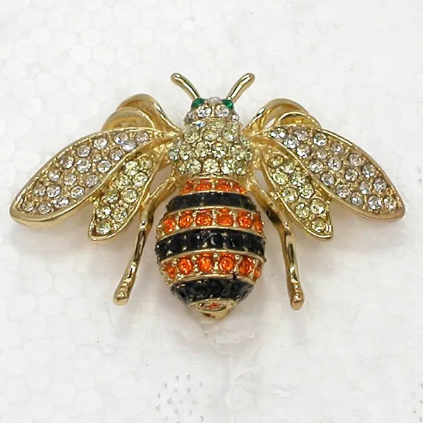 12pcs/lot Wholesale Jewelry Gift Brooch Rhinestone Bee Pin brooches