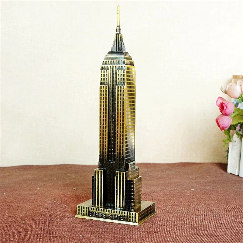 18cm/22cm Bronze Gold Empire State Building Model Statue Metal Plating Souvenirs Office Ornaments Gift New York Architecture