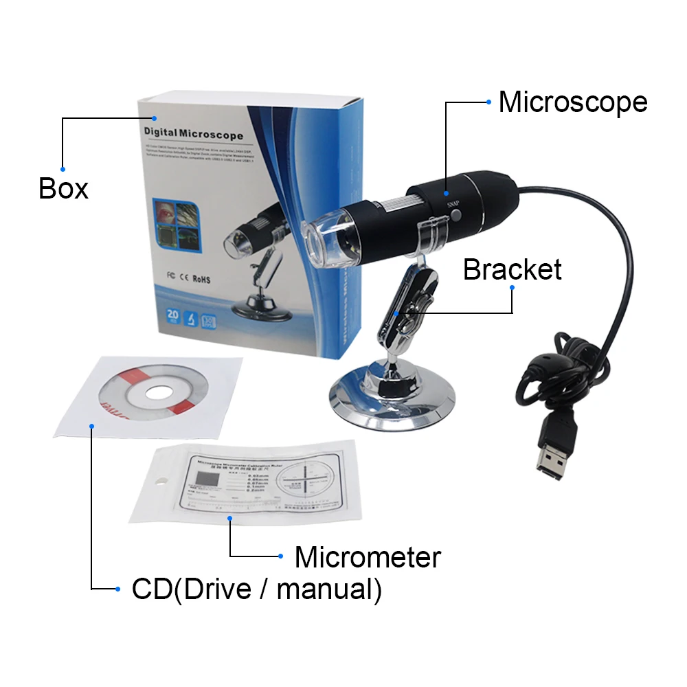 Цифровой микроскоп с USB мегапикселями 1000X1600X8 светодиодный электронный микроскоп Эндоскоп увеличительная камера