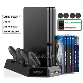

PS4/Slim/Pro Vertical Cooling Fan Stand Play Station 4 14 Game CD Disc Holder Bracket PS 4 PRO Controller Charging Dock Station