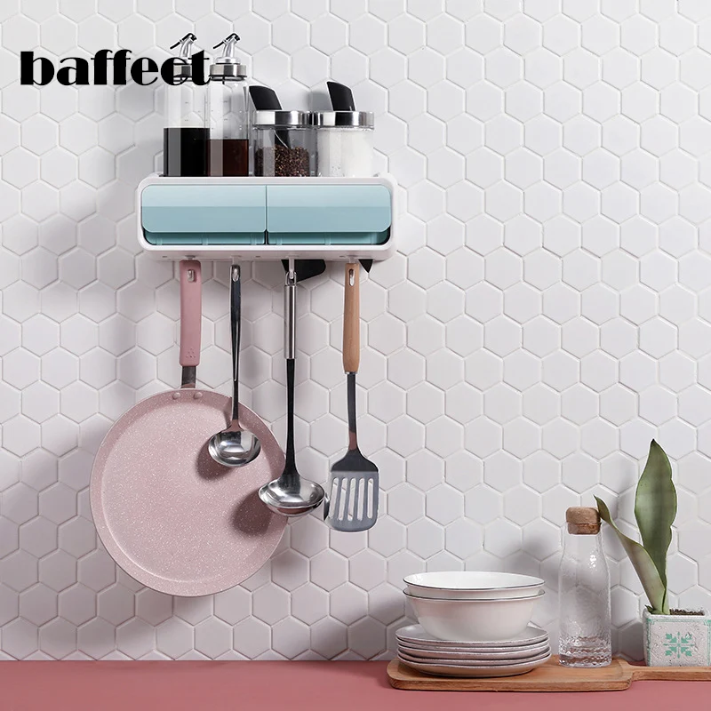 

Baffect Nordic Hanging Kitchen Storage Rack For Tools Spice Jar Sugar Seasoning Storage Organizer With Hook Towel Storage Holder