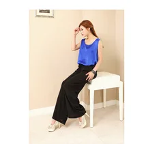 new arrival women loose silk trousers with pocket 100% pure silk female wide leg casual pants sexy temptation fashion pants-b05