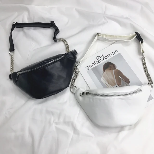 New Fashion Chain Women Leather Chest Bags Fanny Pack Belt Shoulder Bag Female Phone Pouch Mini Waist Pack Messenger Bolsa