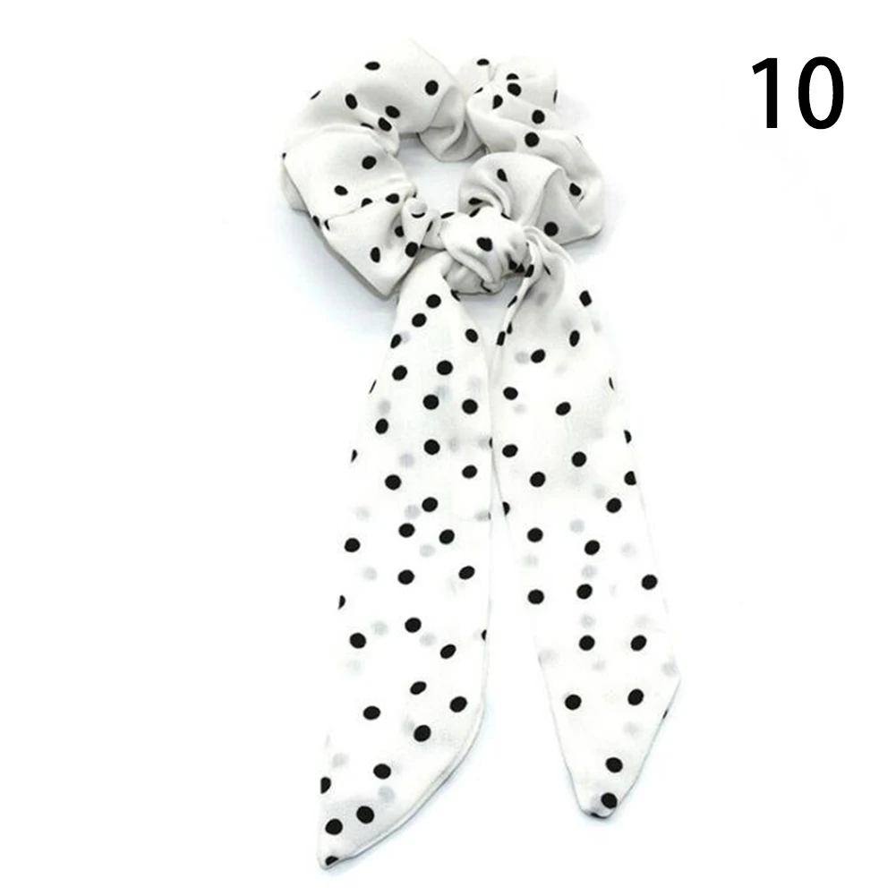 New Leopard Snake Floral Dot Streamers Scrunchies Women Hair Scarf Elastic Bow Hair Rope Ribbon Band Girls Hair Accessories - Цвет: A10