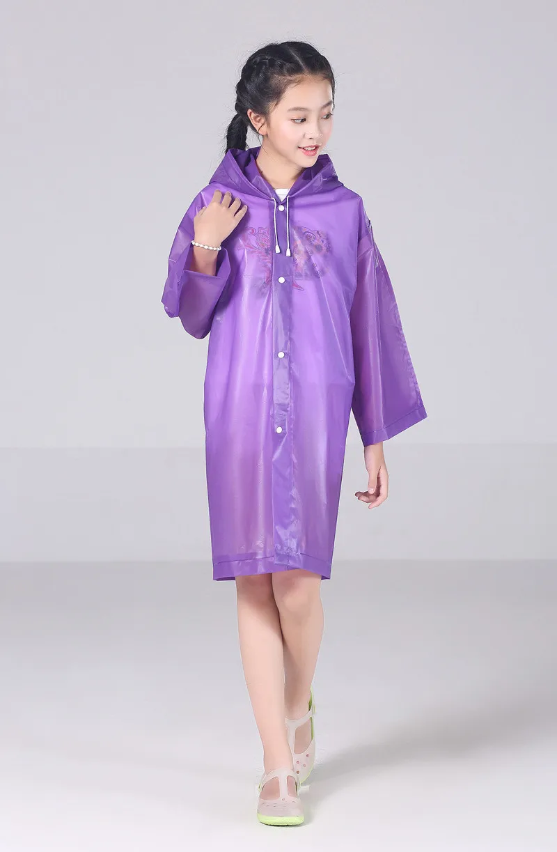 Детский плащ-дождевик, пончо, длинный прозрачный пластиковый плащ, водонепроницаемая непромокаемая одежда с капюшоном, Студенческая детская непромокаемая куртка для мальчиков и девочек