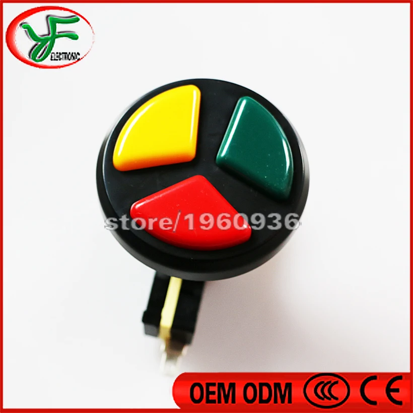 

Free Shipping Arcade 3 in 1 round push button with microswithes triple color for arcade gane machine parts