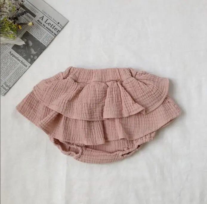 Корейские летние шорты для маленьких девочек и мальчиков детская одежда с оборками Милая одежда для малышей - Цвет: Розовый