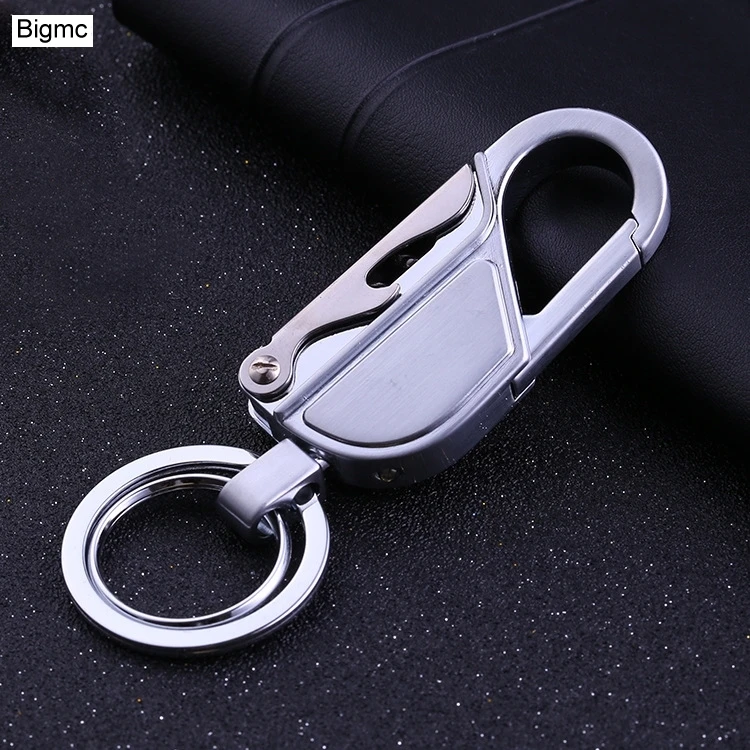 Hot Top quality Metal Keychain metal High End LED Function Men Car Key Chain key Ring Best Gift