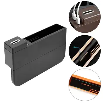 

Car Seat Gap Storage Box 2 USB Wireless Charging Car Multi-functional card coin Storage box car organizer with charger