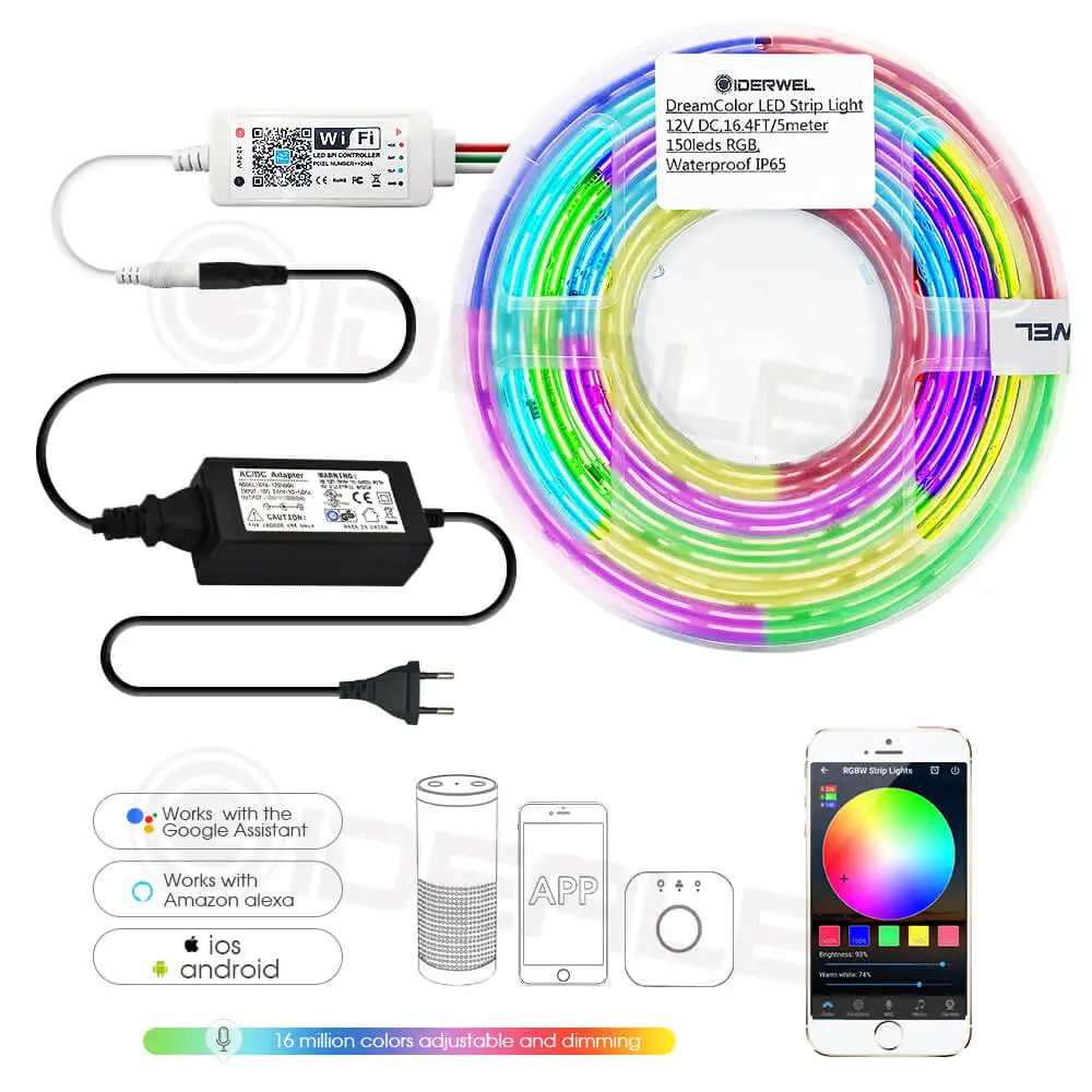 Цветной WiFi Светодиодные полосы света Умный дом беспроводной светодиодный пульт работает с Alexa, Google Assistant, Android iOS, APP