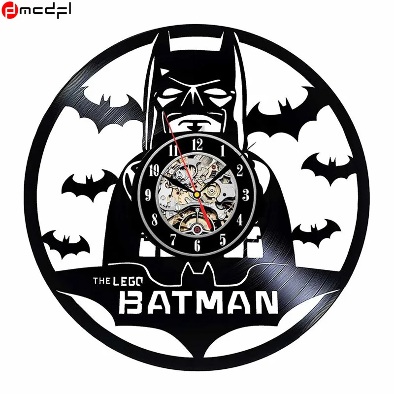 Home Living Batman Vinyl Record 12 Inch Wall Clock Modern Design