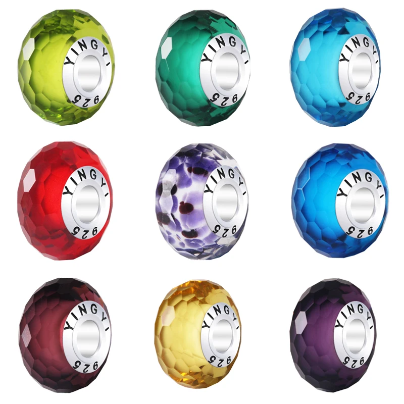 

Free shipping 925 Sterling Silver ROSE Murano Oblate Shape Glass Beads Charms for DIY Jewelry Making
