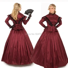 ¡A medida! trajes Vintage vestidos victorianos Eras Regencia guerra Civil renacimiento revolucionario gótico vestido de Halloween HL-123