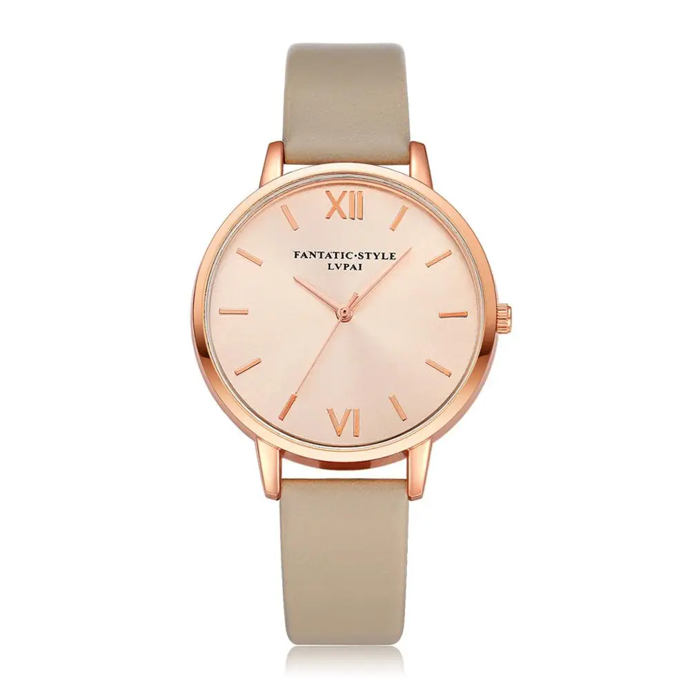 LVPAI роскошные часы для женщин кварцевые наручные часы женская одежда подарок искусственная кожа часы наручные часы Relogios Masculino QC7 - Цвет: Khaki