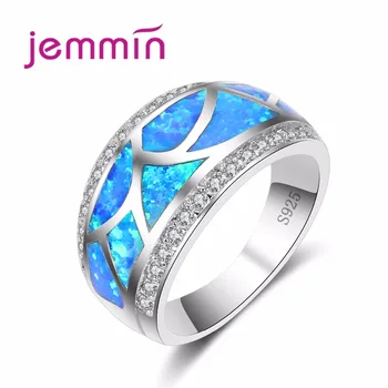 

New Fine Opal Rings 925 Sterling Silver Jewelry Rings For Women Blue Fire Gorgeous Wedding Ring For Men Size 6 7 8 9