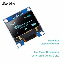 Aokin 0,96 "дюймов I2c Iic Серийный 12864 128x64 O светодиодный цвет желтый, синий; размеры 34–43 ЖК-дисплей светодиодный Дисплей модуль для Arduino для Raspberry Pi