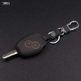 Высокое качество Натуральная кожа ключи крышка, 2 кнопки для Renault Clio Scenic Megane Duster Sandero Koleos Captur Twingo - Название цвета: B Style black line