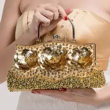 Бисером ручной работы бисер сумка с пайетками бриллиантами цветок вечерняя сумочка; BS010 Свадьба/вечерние ежедневные клатчи Цветы цепи сумки на плечо