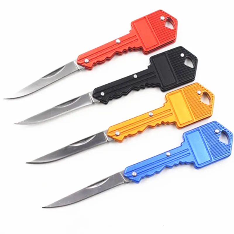 Clave cadena cuchillo portátil plegable cuchillo pelador Mini acampada llave en forma de cuchillo todos los días llevar equipo de auto-defensa cuchillo