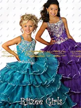 2016 vintage Pailletten Rand Layered Ballkleid heißer Verkauf Freies Verschiffen Instock Mädchen Pageant Kleider Little Girls Prom Kleid HYD126