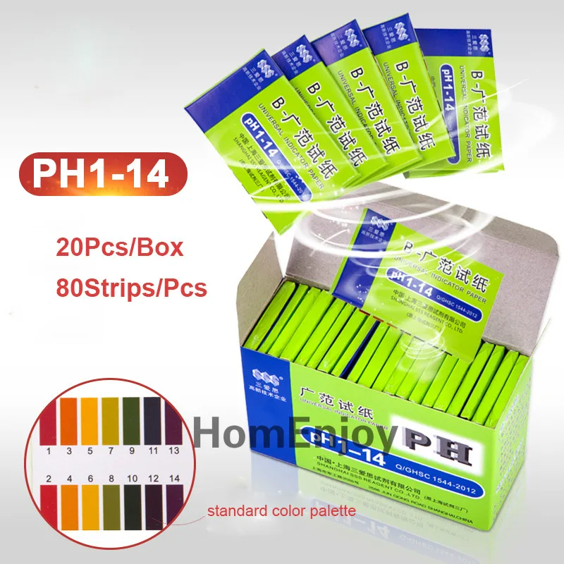 20 Pack/LOT 80 Strips/Pack PH Test Indicator Strips Aquarium Pond Water Testing PH Litmus Paper
