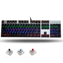 Metoo Original gaming Mechanical Keyboard 87/104 keys switch Backlit usb Wired keyboard blue/red/black English/Russian/Spanish