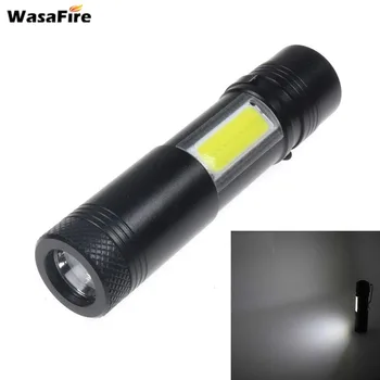

Wasafire New Mini Portable Aluminum Q5 LED Flashlight XPE&COB Work Light Lantern Powerful Pen Torch Lamp 4 Modes Use 14500 or AA