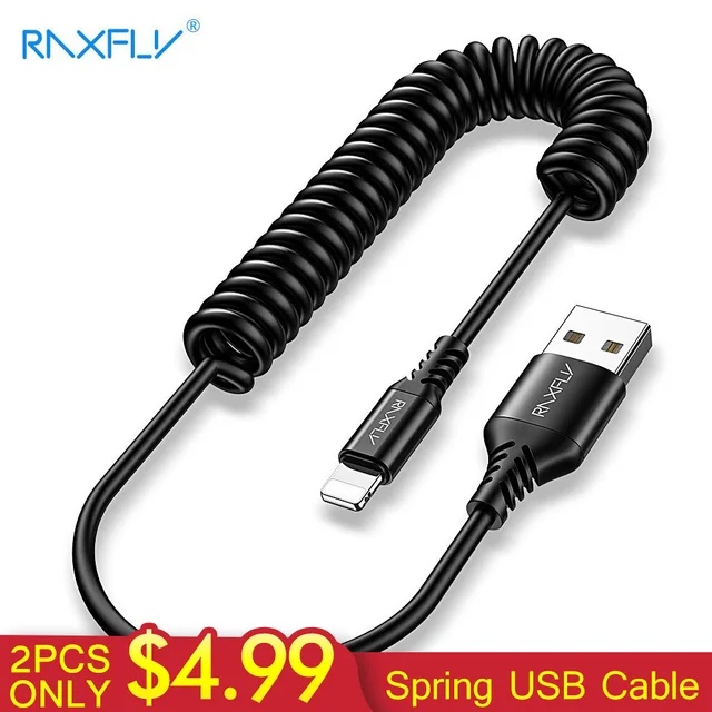 RAXFLY Spring USB Cable For iPhone XS XR USB Type C Micro USB Cable For Samsung Xiaomi Wire For