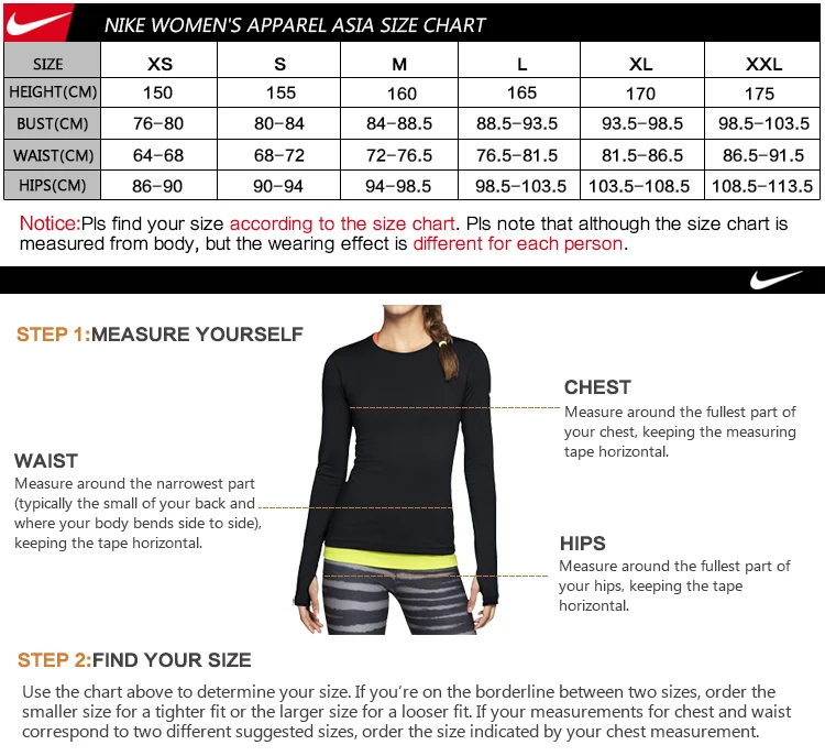 Nike Womens Shirt Size Chart