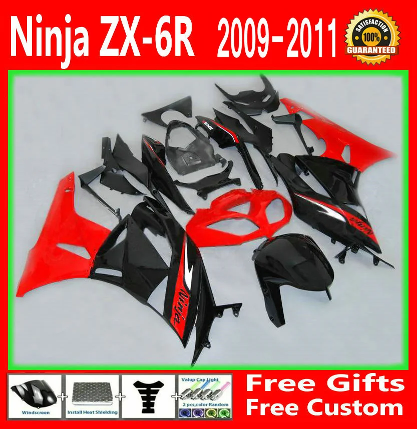 Полный palstic части обтекателя комплект для Kawasaki NINJA ZX6R 2009 2010 2011 09 10 11 EMS Бесплатная Обтекатели g25