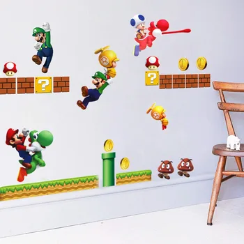 

OurWarm DIY Wall Sticker Super Mario Party Decoration Christmas Game Decal Poster Funny Props Stickers Christmas Party Supplies