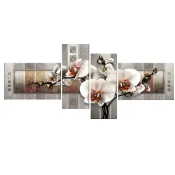 

4 pcs set diy diamond painting cross stitch Orchid home decoration square drill full diamond embroidery Wall decoration