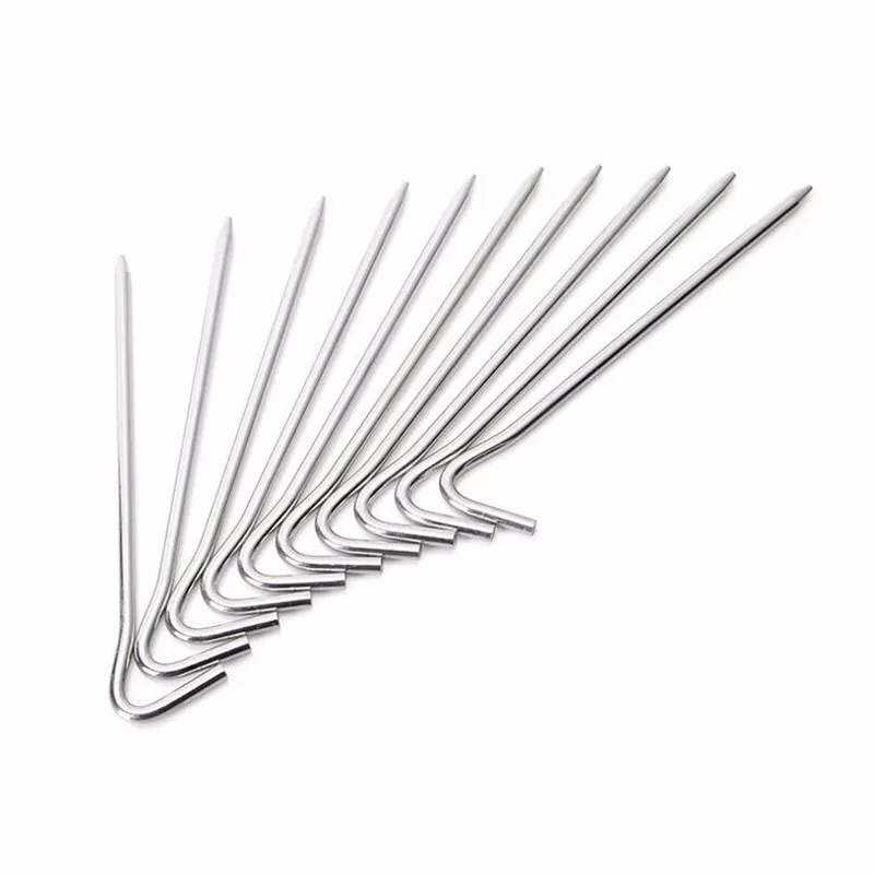 8pcs Aluminum Alloy Tent Pegs Nail Outdoor Camping Accessory Sand Stakes Rope  Peg Round With Hooks Hiking  Accessories 155mm (5)