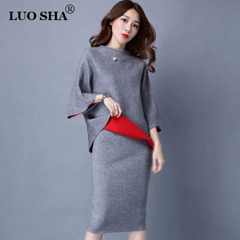 LUO SHA Two Piece Set Women Costume Female Pullover Sweat Suit Woman