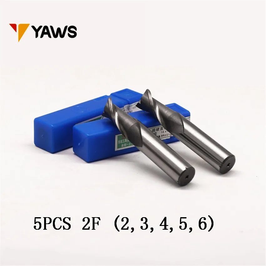 5Pcs SWT End Mills cutter HSS 2 Flute 2mm 6mm Diameter Milling Cutter