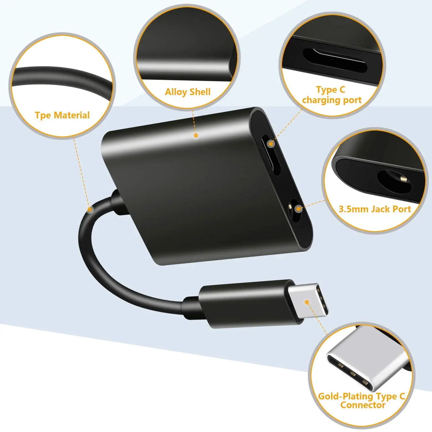 YSAGi 2 in 1 USB Type C to 3 5mm Audio Headphone Charger and Music Jack Adapter for Google Pixel 2 2XL 3 3 XL iPad pro HTC
