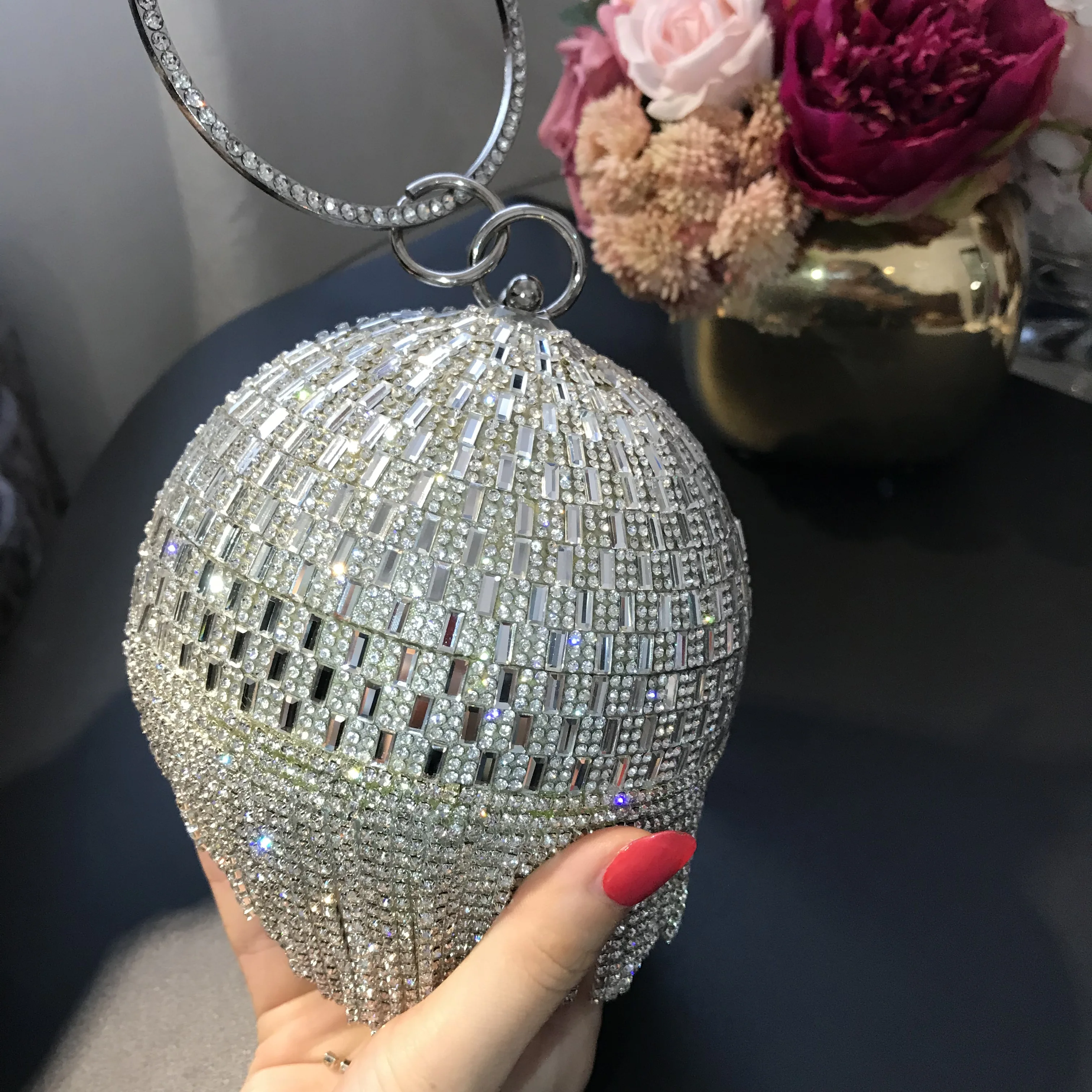 

Acrylic Evening Bag Gold PearlDinner Original Single Factory Direct Pin Diamond Handbag Heart Shaped Mini Ins Popular