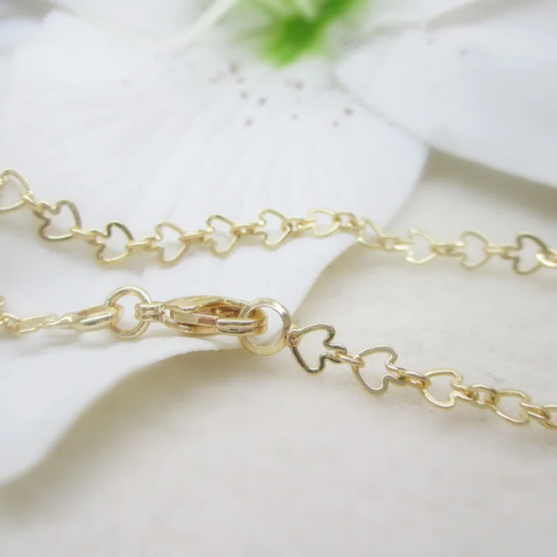 

K color Gold color heart spacer mushroom flat chain for DIY jewelry accessories 45cm 2pcs