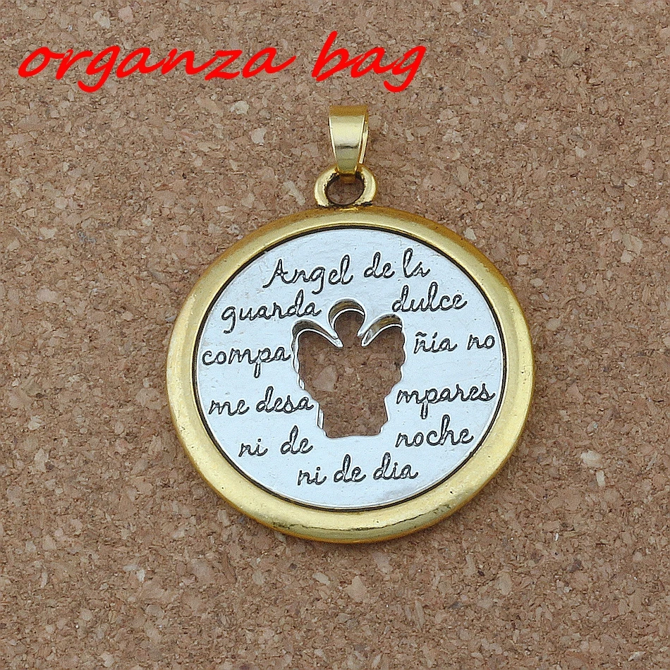 1pcs /lots Two-Tone Angel De Li Guanda Dulce charm Pendant Fit Pendant Necklace Jewelry DIY 37x47mm A-358a photo