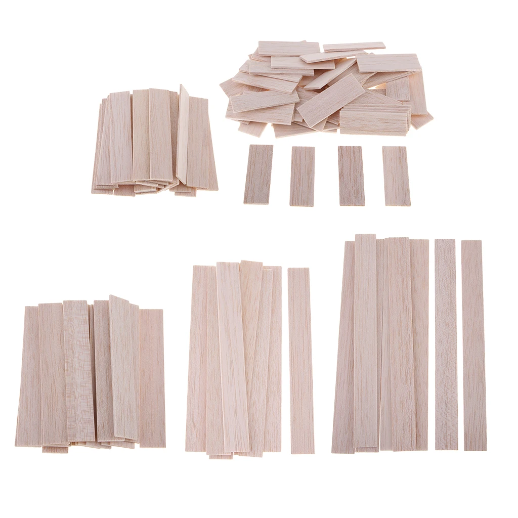 Natural Unfinished Flat Balsa Wood Sticks Rod for Kids Children DIY Christmas Ornament Handmade Toys Craft Making
