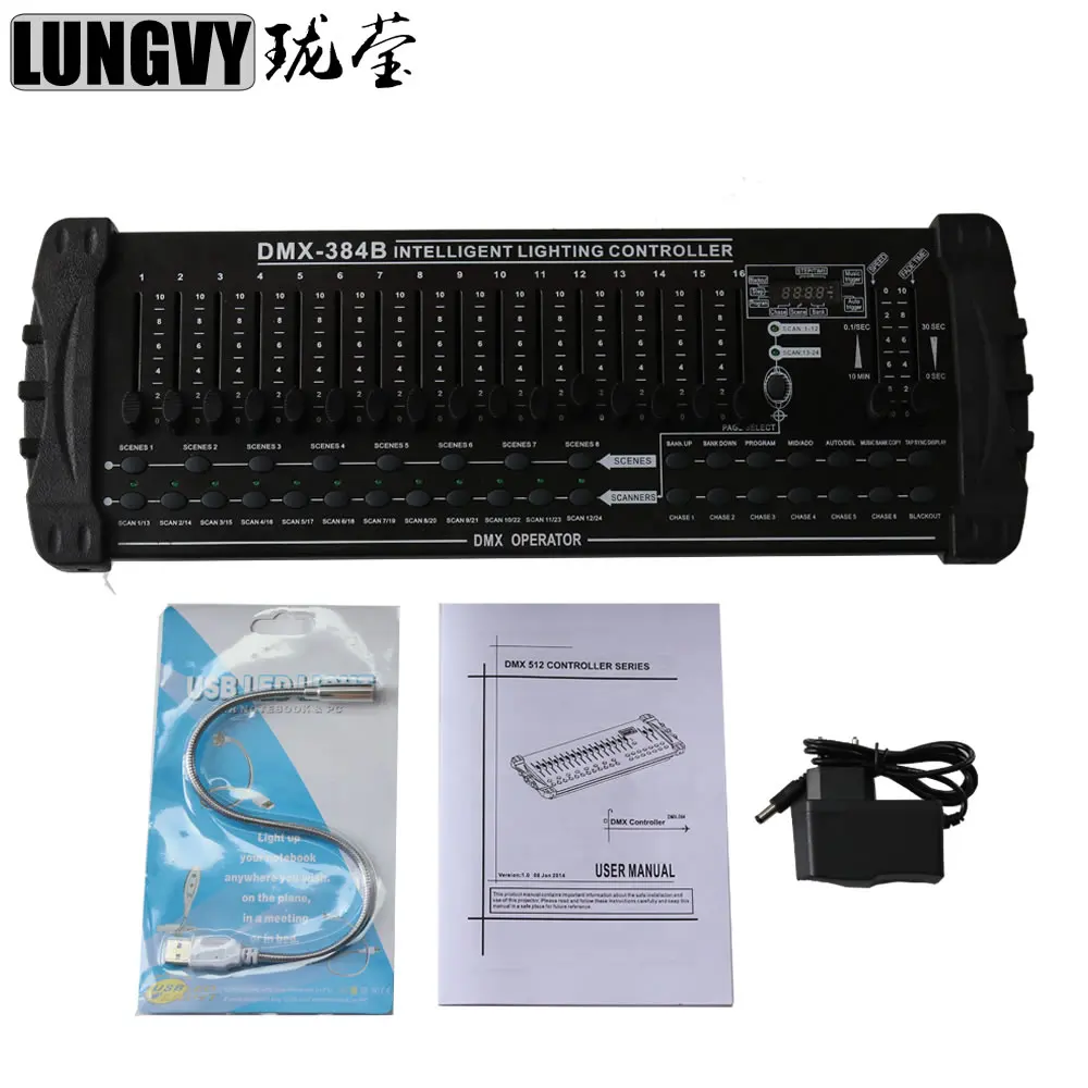 

Free Shipping New 384 Channels DMX Controller Lighting Controller For Stage Lighting
