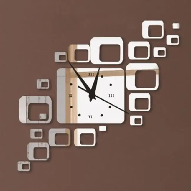 Квадратные Зеркальные золотые серебряные акриловые настенные часы Современный дизайн 3D большие декоративные настенные часы подарок наклейка на стену 1O24