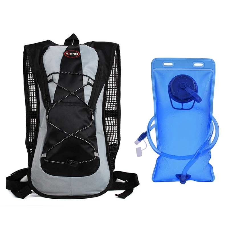 Большой Вместительный рюкзак для велоспорта, 2л сумка для воды, для спорта на открытом воздухе, кемпинга, сумка для воды, рюкзак для бега, сумка для мочевого пузыря, мягкая фляга - Цвет: black and water bag