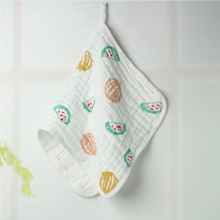 Watermelon 1 шт. васойоли красочные печатные отрывистые ткани 30*50 см с подвешиванием и краем Муслин Хлопок 6 слоев носовой платок мягкое полотенце - Цвет: Watermelon