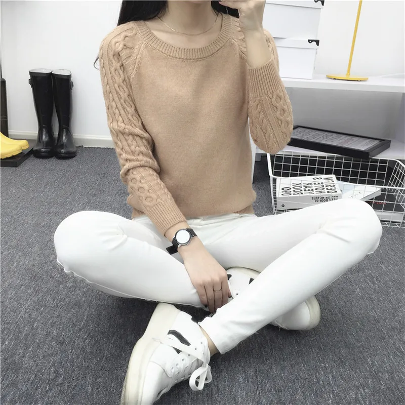 

Loose pullover sweater female 2019 solid color new Korean short paragraph bottoming shirt coat women's sweater shirt